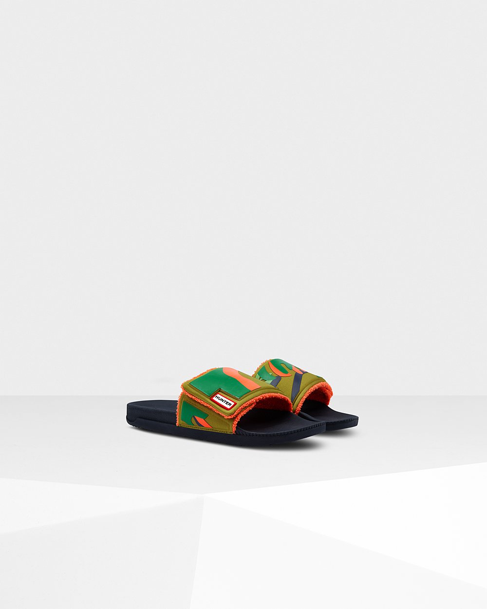 Mens Slides - Hunter Original Rockpool Camo Print Adjustable (64SJIQOMC) - Green